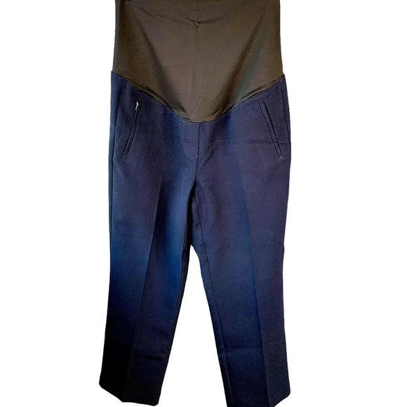 Ann Taylor Loft Maternity Casual Trouser Dress Pants Size 10M Navy Straight Leg - Picture 3 of 16